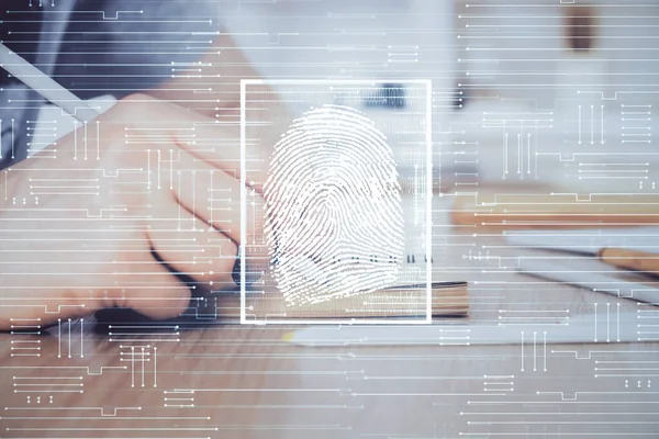 Concept Future Security Password Control Advanced Technology Fingerprint Scan Provides — Stock Photo, Image