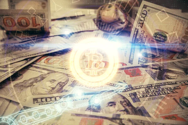 Şifreli Temanın Çoklu Pozu Bize Dolar Banknotları Arkaplanı Çiziyor Engelleme — Stok fotoğraf