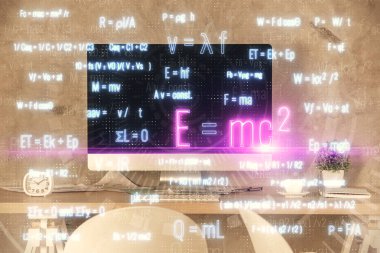 Formüllere çifte maruz kalma ve ofis içi arka plan. Eğitim kavramı.