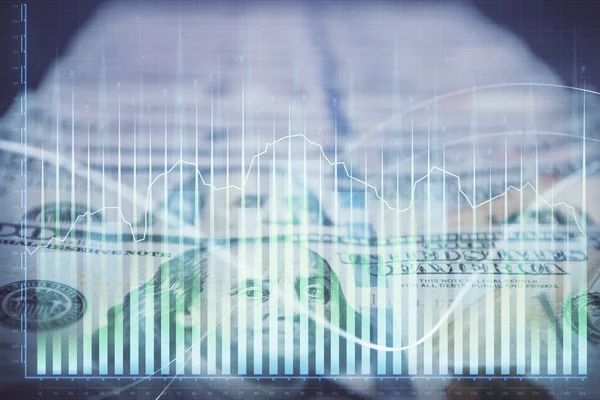Dubbel Exponering Forex Diagram Rita Över Oss Dollar Bill Bakgrund — Stockfoto