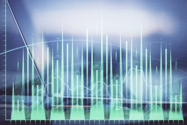 Forex Diagram Hologram Bordet Med Datorbakgrund Multiexponering Begreppet Finansiella Marknader — Stockfoto
