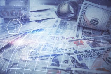 Dünya haritasının arka plandaki dolarları iki katına çıkarması. Uluslararası kavram.