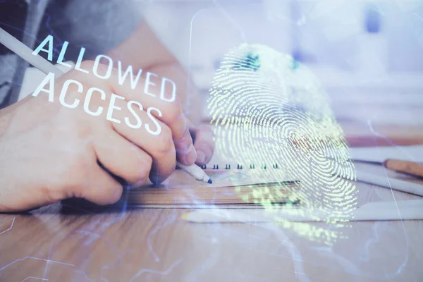 Begreppet Framtiden För Säkerhet Och Lösenordskontroll Genom Avancerad Teknik Fingeravtrycksläsning — Stockfoto