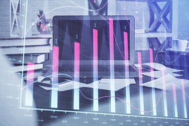 Borsa grafiği ve bilgisayar geçmişi olan tablolar. Çoklu maruz kalma. Mali analiz kavramı.