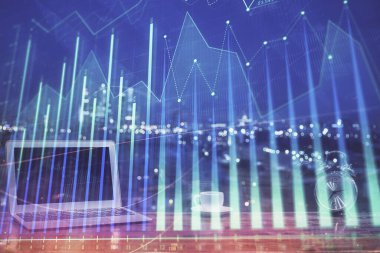 Borsa grafiği ve bilgisayar geçmişi olan tablolar. Çoklu maruz kalma. Mali analiz kavramı.