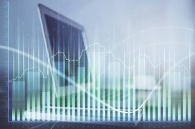 Borsa grafiği ve bilgisayar geçmişi olan tablolar. Çifte maruziyet. Mali analiz kavramı.