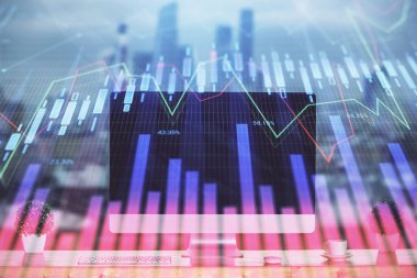 Borsa grafiği ve bilgisayar geçmişi olan tablolar. Çifte maruziyet. Mali analiz kavramı.