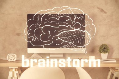 Yaratıcı tema çizimleri ve ofis içi arka planının çoklu pozlandırılması.