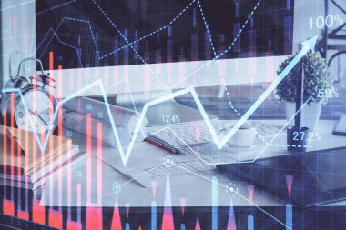 Borsa grafiği ve bilgisayar geçmişi olan tablolar. Çoklu maruz kalma. Mali analiz kavramı.