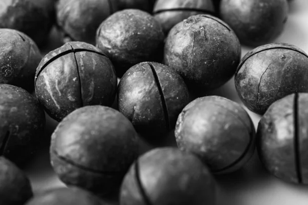 Těsné Pozadí Makadamia Ořechy Zblízka Lehkém Povrchu Chutné Ořechy Zdravé — Stock fotografie