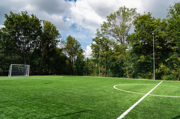 stock image Football soccer field corner with white marks