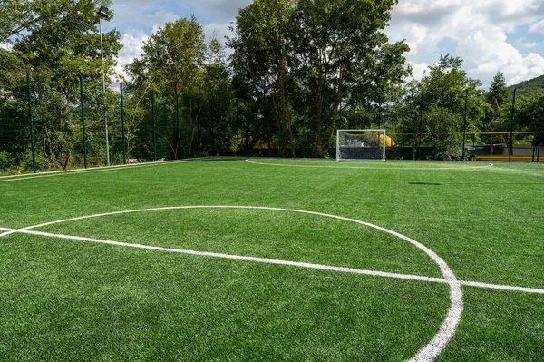 stock image Football soccer field corner with white marks