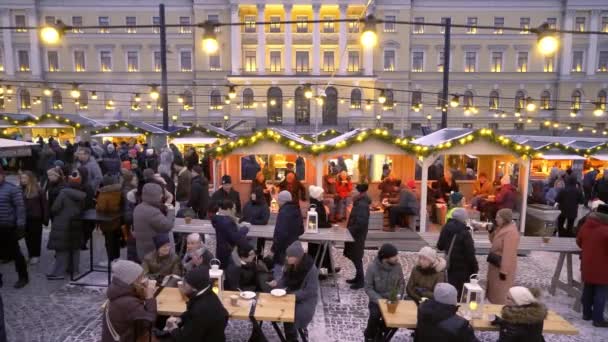Helsinki Finland Dec 2022 Traditional Thomas Christmas Market Christmas Tree — Stock Video
