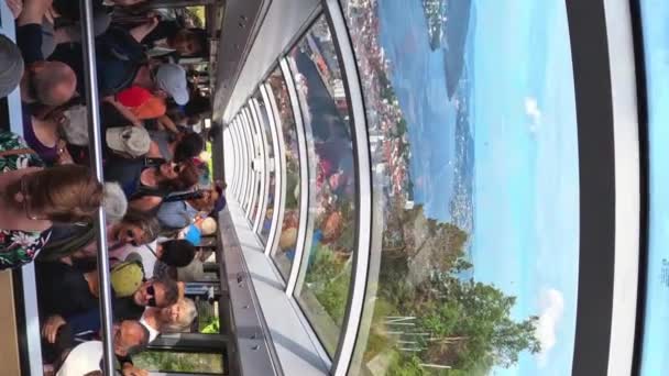 Bergen Norway Jun 2023 Floibanen Funicular Bergen Cable Car Observation — Vídeo de Stock