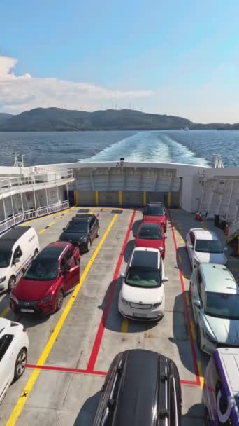 Sandvik Halhjem Norway Jun 2023 2016 Ferry Boat Loading Cars — Stock Video