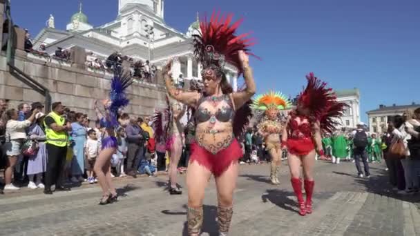 Helsinki Finsko Června 2023 Tradiční Letní Helsinky Samba Carnaval Mnoho — Stock video