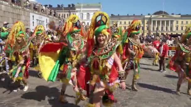 Helsinki Finland June 2023 Traditional Summer Helsinki Samba Carnaval Many — Stock Video