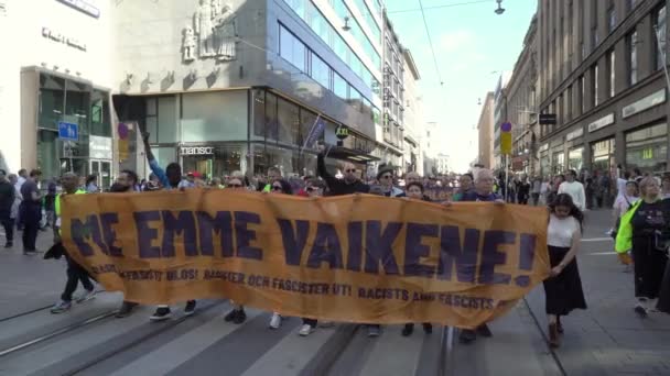 Хельсинки Финляндия Сентября 2023 Года Большая Антирасистская Демонстрация Хелси 000 — стоковое видео