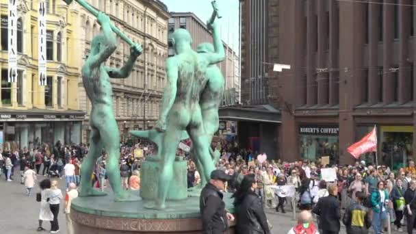 Helsinki Eylül 2023 Irkçılık Karşıtı Büyük Bir Gösteri Yapıldı Şehir — Stok video
