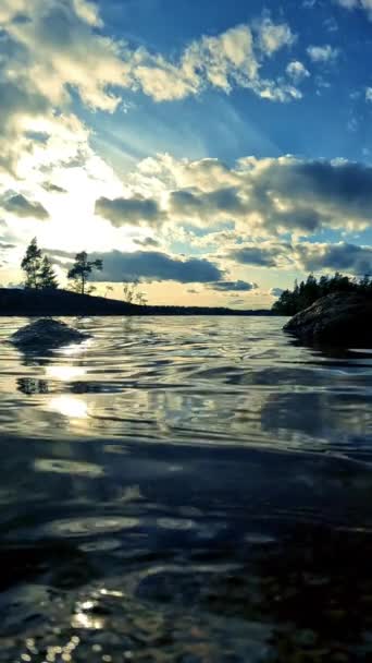Malerischer Meiko See Südfinnland Bei Nacht — Stockvideo