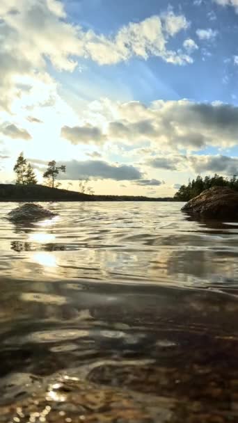 Schilderachtig Meiko Meer Zuid Finland Bij Zonsondergang — Stockvideo