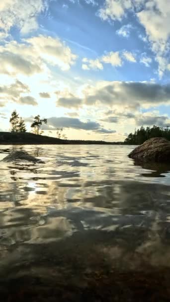 Pittoreska Sjön Meiko Södra Finland Vid Solnedgången — Stockvideo
