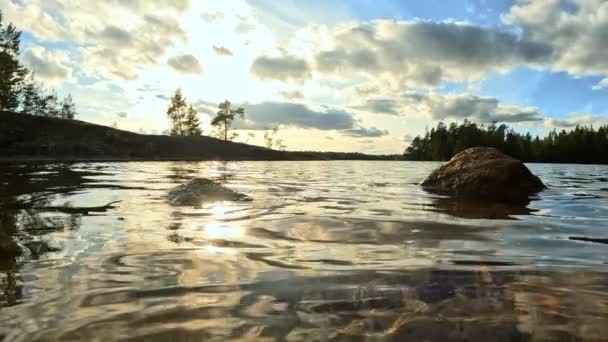 Lago Meiko Pitoresco Sul Finlândia Pôr Sol — Vídeo de Stock