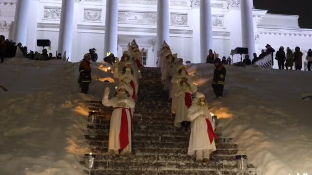 Helsinki Finlandia Dic 2022 Tradicional Celebración Del Día Santa Lucía — Vídeo de stock