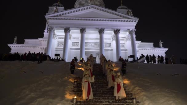 Helsinki Finlândia Dec 2022 Tradicional Celebração Dia Santa Lucys Festa — Vídeo de Stock