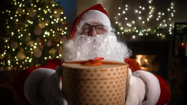 Kamera Internetowa Widok Santa Claus Życząc Wesołych Świąt Szczęśliwego Nowego — Wideo stockowe