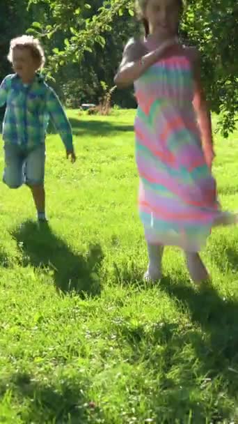 Két Gyerek Fiú Lány Húsvéti Tojásvadászat Kertben — Stock videók