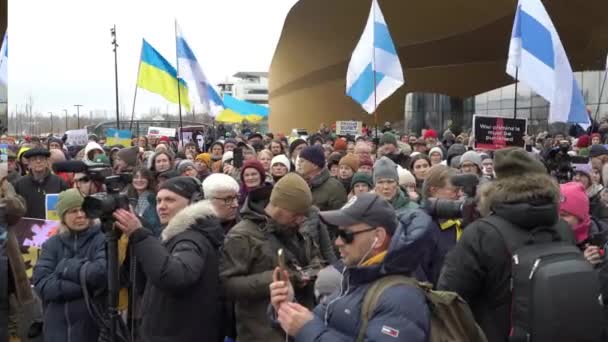 Helsinki Finlandia Febrero 2024 Rally Dedicado Segundo Aniversario Guerra Ucrania — Vídeos de Stock