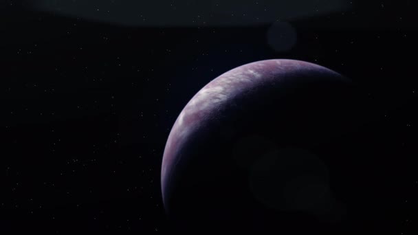 Cinematische Animatie Van Onbekende Exoplaneet Met Een Vast Oppervlak Een — Stockvideo