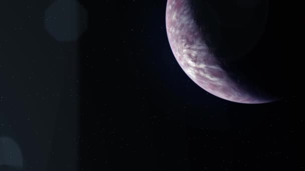 固体表面と深宇宙の雰囲気を持つ未知の外惑星のシネマティックアニメーション — ストック動画