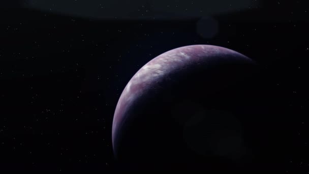 Animación Cinematográfica Exoplaneta Desconocido Con Una Superficie Sólida Una Atmósfera — Vídeo de stock