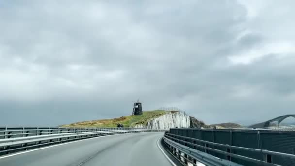 Conducir Coche Una Carretera Noruega Atlantic Ocean Road Atlantic Road — Vídeos de Stock