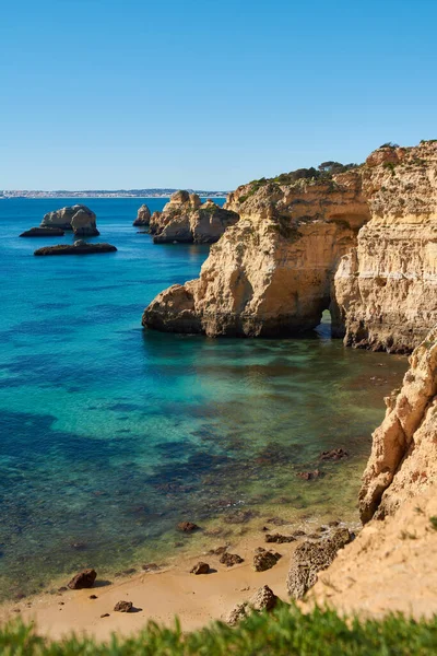 Kleiner Abgelegener Strand Zwischen Portimao Und Alvor Algarve Portugal — Stockfoto