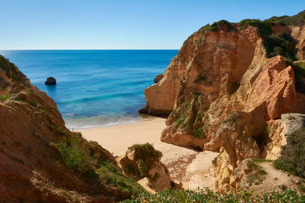 Hermosa Playa Aislada Cerca Del Pueblo Alvor Portugal Praia Joao Imágenes de stock libres de derechos