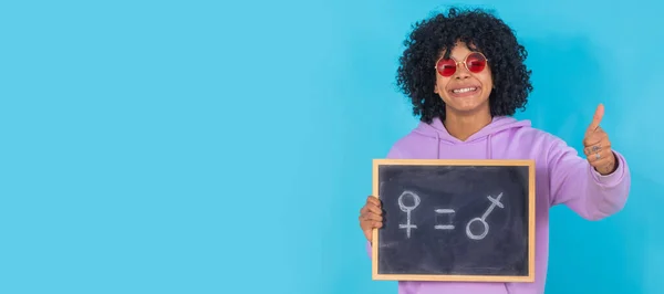 Isolated Girl Blackboard Equality Concept — Stock Photo, Image