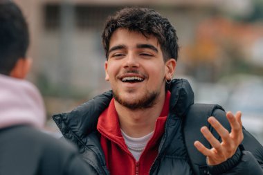 friends talking on the street