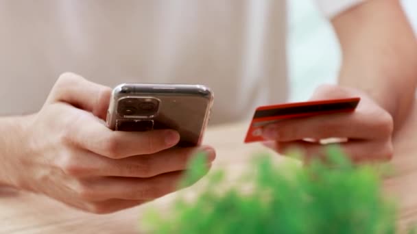 Zakup Lub Zakupy Online Lub Płatności Pomocą Telefonu Komórkowego Karty — Wideo stockowe