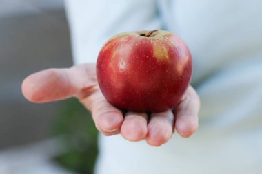 kırmızı elma, sağlık ve sağlık ile kıdemli el