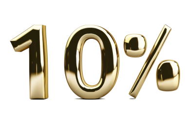 Arka planda% 10 indirimli işareti kesildi