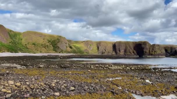 Dramatic Coast Nex Dunnottar Castle Ruined Medieval Fortress Located Rocky — Vídeos de Stock