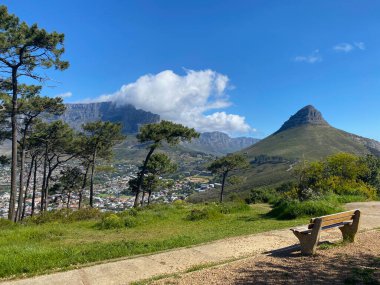 Güneşli bir günde Signal Hill 'den Cape Town manzarası, Güney Afrika