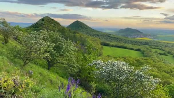 Sunset Bohemian Tengah Highlands Adalah Pegunungan Yang Terletak Utara Bohemia — Stok Video