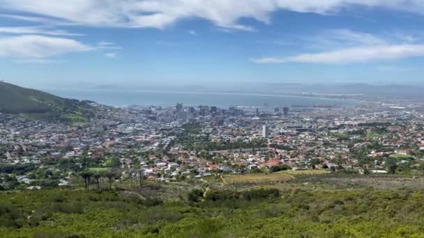 Vista Panorámica Capetown Desde Teleférico Montaña Mesa Capetown Sudáfrica — Vídeos de Stock