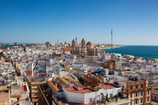 Pohled Věže Torre Tavira Katedrály Cádizu Starobylého Mořského Města Cádiz — Stock fotografie