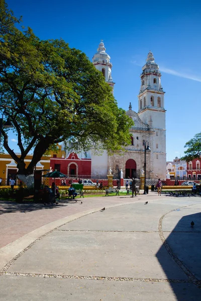 stock image Campeche, Mexico - January 31,2018: The Our Lady of the Immaculate Conception Cathedral.  It is the main Catholic building within the fortified city of Campeche in Mexico