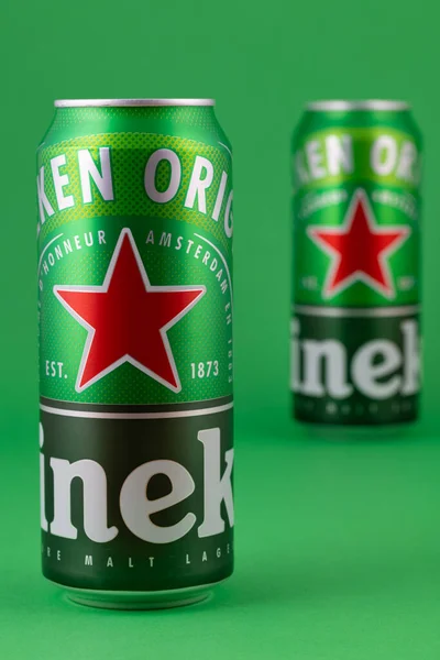 Prague Czech Republic May 2023 Aluminium Cold Heineken Beer Green — Stock Photo, Image